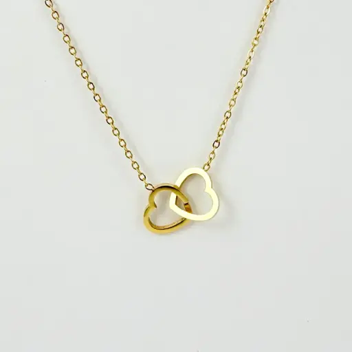 [AC-CDD-147] *COLLAR EN ACERO GOLD DIJE CORAZONES ALIANZAS