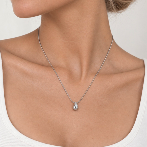[AC-CDD-160] Collar en acero silver dije gota