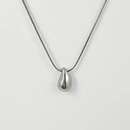 [AC-CDD-160] Collar en acero silver dije gota