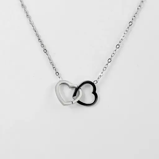 [AC-CDD-164] *COLLAR EN ACERO SILVER DIJE CORAZONES ALIANZAS