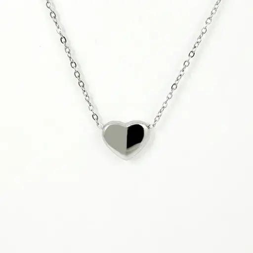[AC-CDD-168] Collar en acero silver dije corazón liso mediano