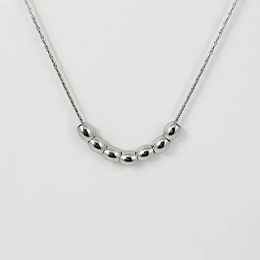 [AC-CDD-169] *COLLAR EN ACERO SILVER DIJES GRANITOS DE ARROZ
