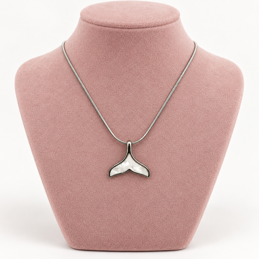 [AC-CDD-174] Collar en acero silver dije colita sirena nácar