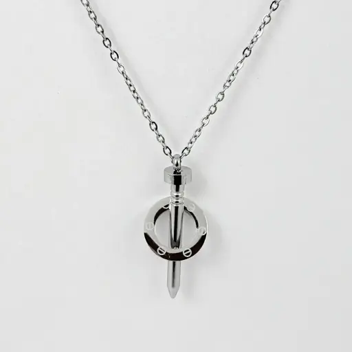 [AC-CDD-177] Collar en acero silver dije clavo cartier