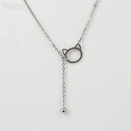 [AC-CDD-179] *COLLAR EN ACERO SILVER DIJE GATO