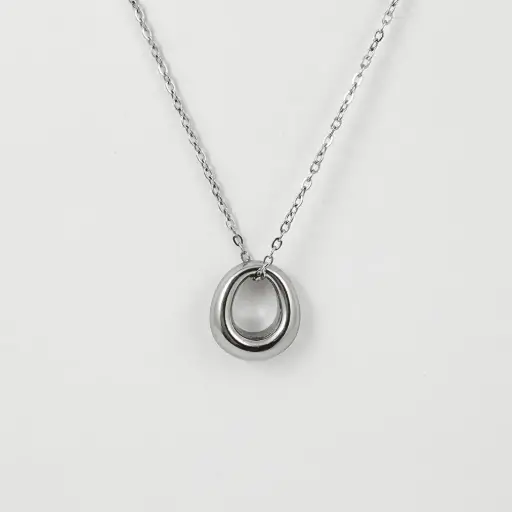 [AC-CDD-182] *COLLAR EN ACERO SILVER DIJE GEOMÉTRICO