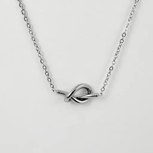 [AC-CDD-184] *COLLAR EN ACERO SILVER DIJE CORAZÓN NUDO