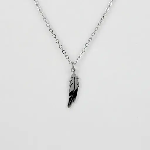 [AC-CDD-189] *COLLAR EN ACERO SILVER DIJE PLUMA