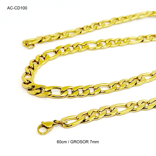 [AC-CD-100] *CADENA ACERO GOLD TEJIDO CARTIER 60 CM / 7MM