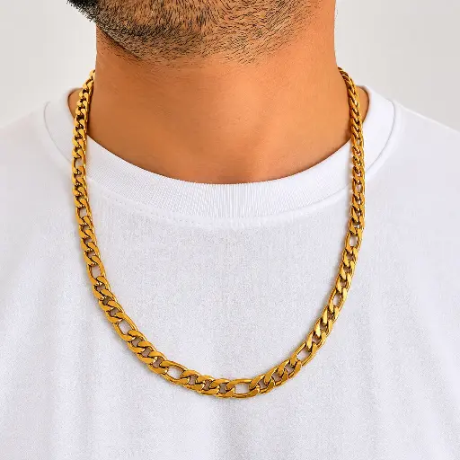 [AC-CD-100] Cadena acero gold tejido cartier 60 cm / 7mm