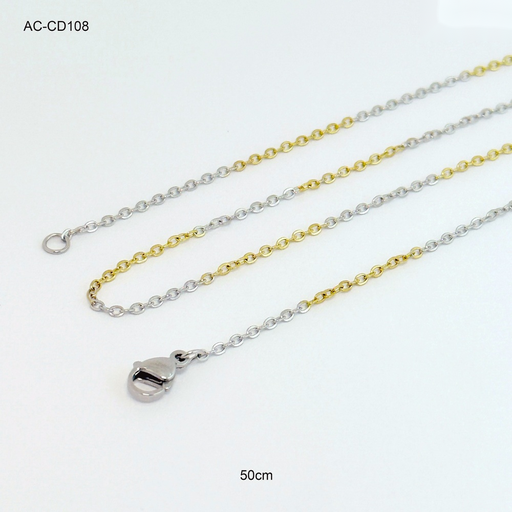 [AC-CD-108] Cadena acero bicolor tejido forzada 50cm