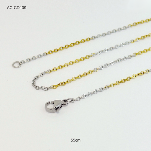 [AC-CD-109] Cadena acero bicolor tejido forzada 55cm