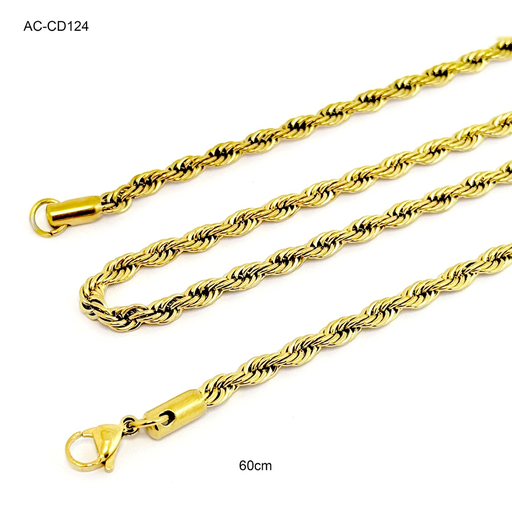 [AC-CD-124] *CADENA ACERO GOLD TEJIDO LAZO 60CM