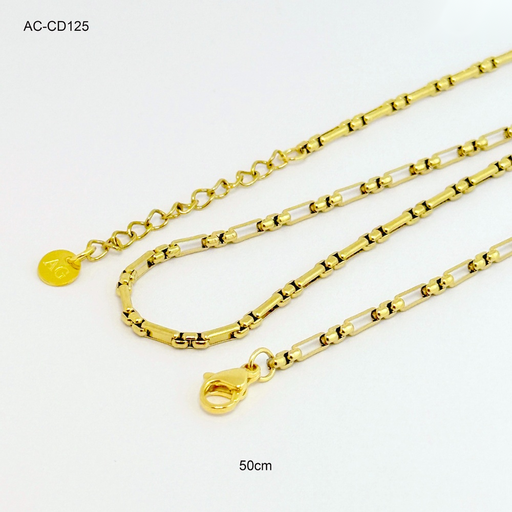 [AC-CD-125] Cadena acero gold veneciana box 50cm