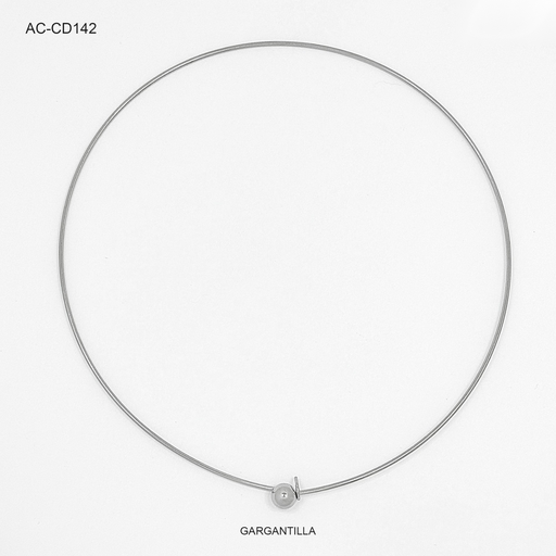 [AC-CD-142] Gargantilla acero silver lisa broche bola