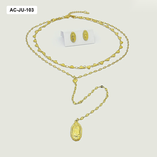 [AC-JU-103] *JUEGO ACERO GOLD TIPO ROSARIO VIRGENCITA