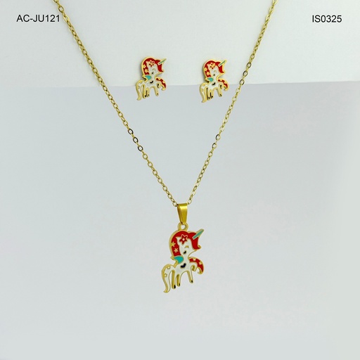 [AC-JU-121] *JUEGO ACERO GOLD NIÑA ESMALTADO FIGURAS SURTIDAS