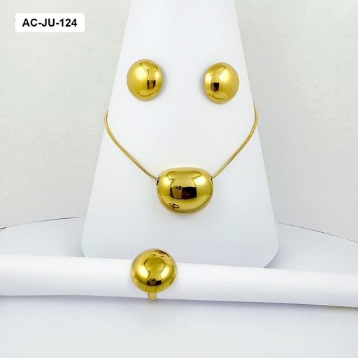 [AC-JU-124] *JUEGO ACERO GOLD CON ANILLO OLD MONEY