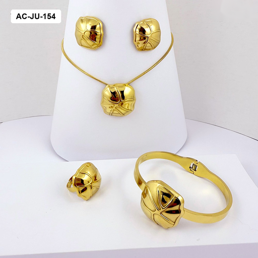 [AC-JU-154] Set acero completo gold cuadrado orgánico