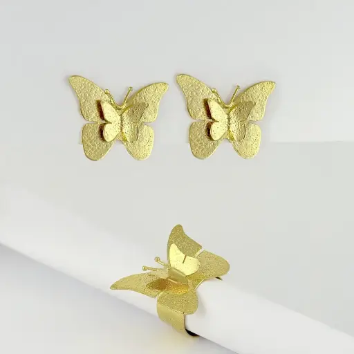 [AC-JU-155] Set en bronce enchapado en oro de 24k mariposa