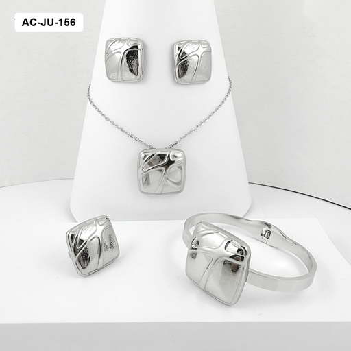 [AC-JU-156] Set acero completo silver cuadrado organico vetas