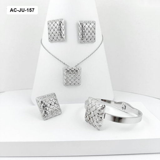 [AC-JU-157] Set acero completo silver cuadrado tipo canasta
