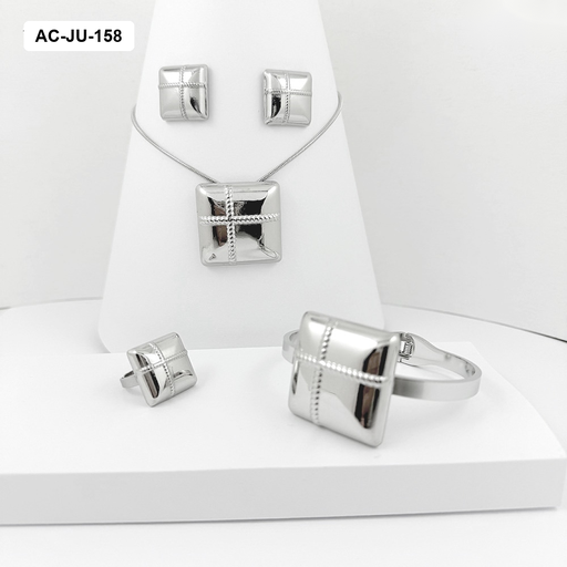 [AC-JU-158] *SET ACERO COMPLETO SILVER CUADRADO TIPO CAJA REGALO