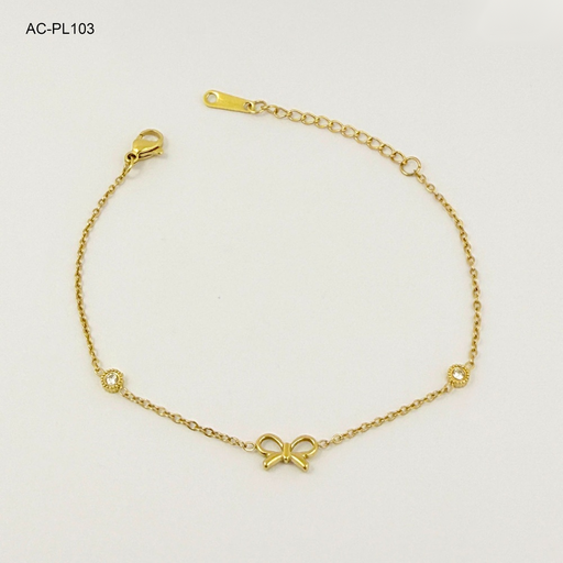 [AC-PL-103] Pulsera en acero gold lazo