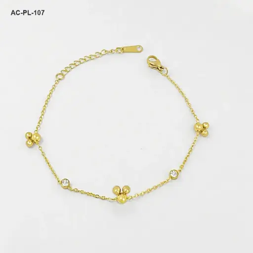 [AC-PL-107] Pulsera en acero gold mickey