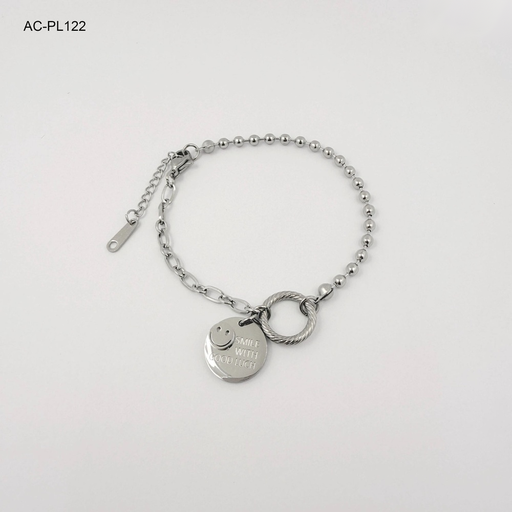 [AC-PL-122] Pulsera en acero silver buena suerte