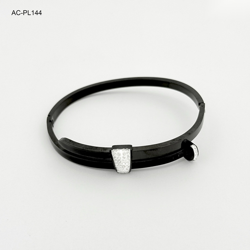 [AC-PL-144] Brazalete en acero negro pavonado clavo cartier circones