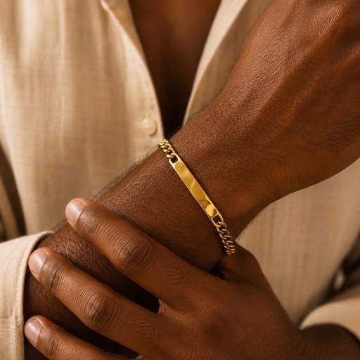 [AC-PL-170] Pulsera en acero gold esclavas barbada 5mm 19cm