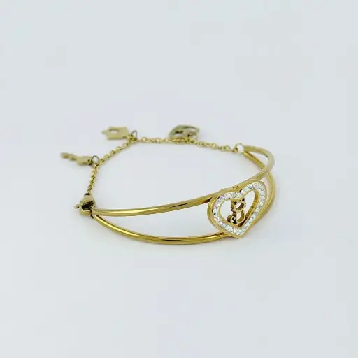 [AC-PL-174] Brazalete en acero gold rigido - cadena multidijes