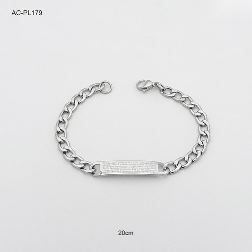 [AC-PL-179] Pulsera en acero silver esclava padre nuestro 20cm
