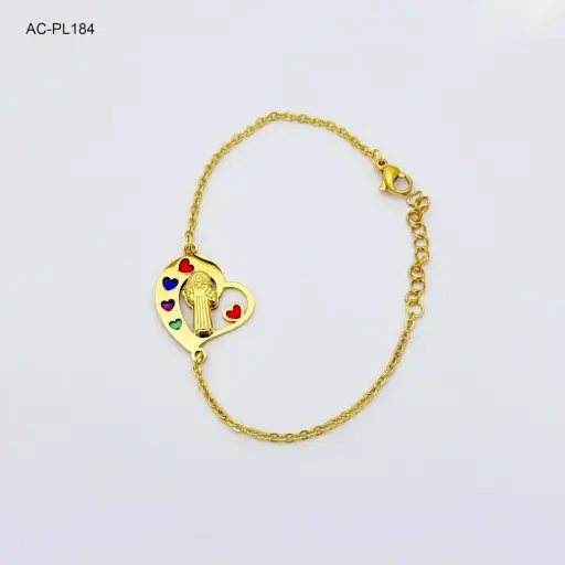 [AC-PL-184] Pulsera en acero gold corazon virgencita guadalupe