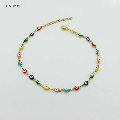 [AC-TB-111] *TOBILLERA EN ACERO GOLD OJITO ESMALTADO COLORES