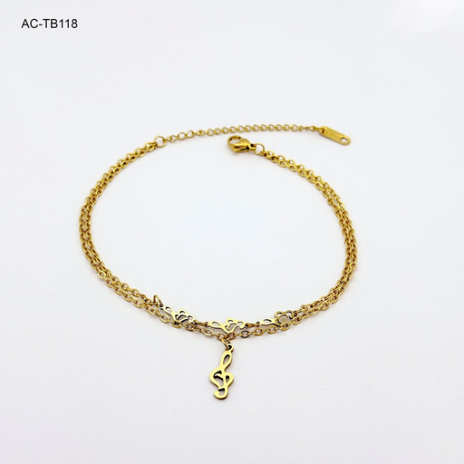[AC-TB-118] *TOBILLERA EN ACERO GOLD DOBLE NOTA MUSICAL