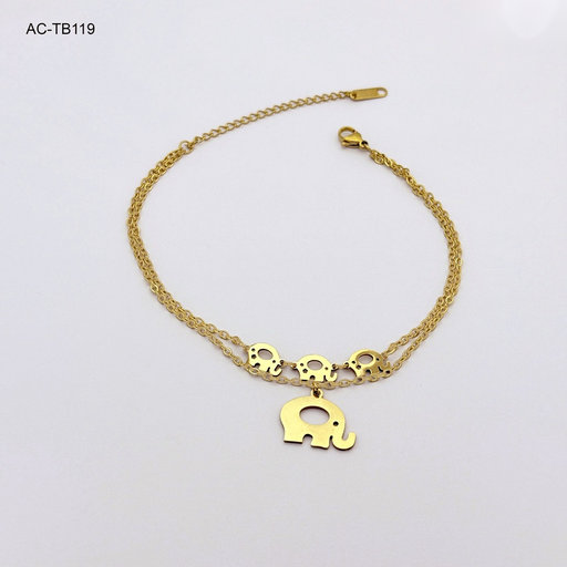 [AC-TB-119] Tobillera en acero gold doble elefante