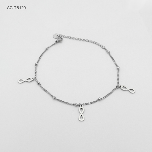 [AC-TB-120] Tobillera en acero silver infinito