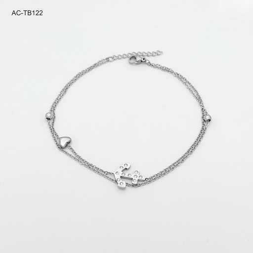 [AC-TB-122] Tobillera en acero silver doble ancla