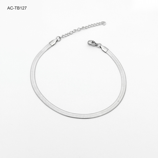 [AC-TB-127] Tobillera en acero silver tejido espejo