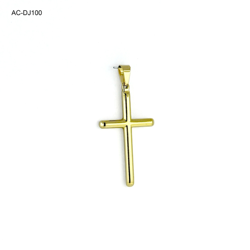 [AC-DJ-100] Dije en acero gold cruz lisa 5cm