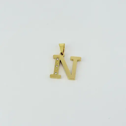 [AC-DJ-103] Dije en acero gold iniciales medianas