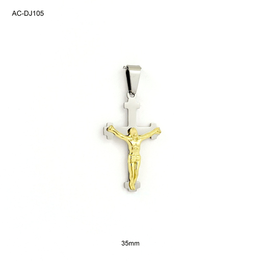 [AC-DJ-105] Dije en acero bicolor cruz surtido