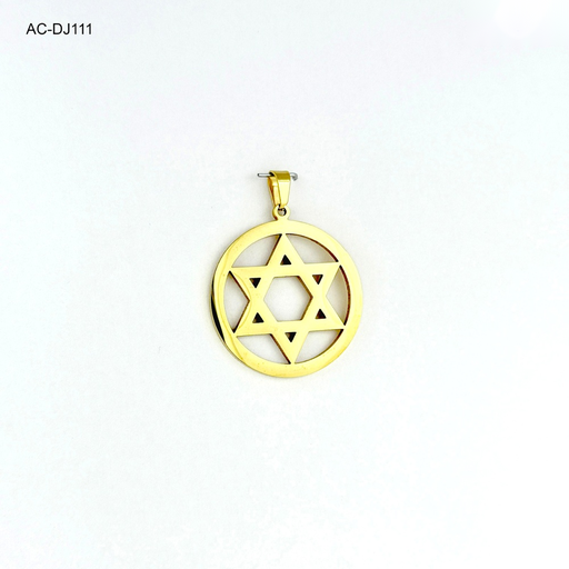[AC-DJ-111] Dije en acero gold medalla estrella de david 3,2cm