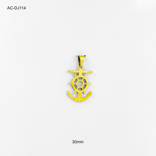 [AC-DJ-114] Dije en acero gold ancla 3cm