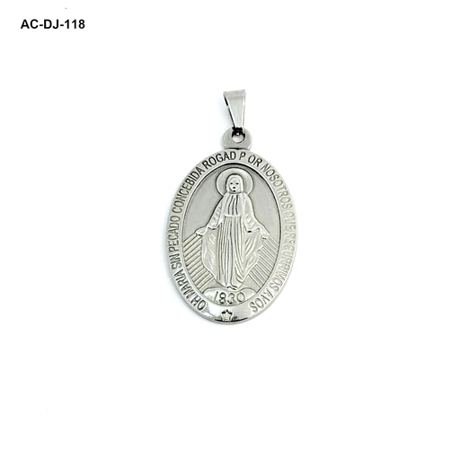[AC-DJ-118] Dije en acero silver medalla virgen maria