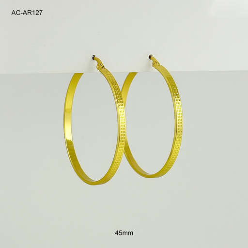 [AC-AR-127] Argolla básica gold grabada 4,5 cm acero