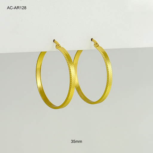 [AC-AR-128] Argolla básica gold grabada 3,5 cm acero