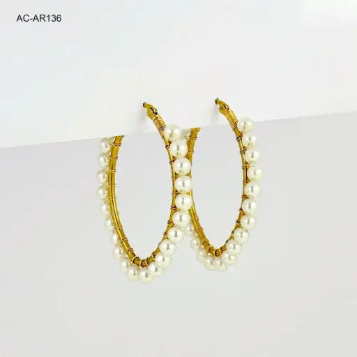 [AC-AR-136] Argolla gold perlas acero surtidas